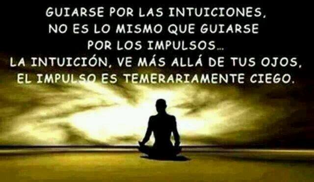 Guiarse por las intuiciones no es lo mismo que guiarse por los impulsos la intuición ve más allá de tus ojos el impulso es temerariamente ciego