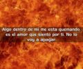 algo dentro de mi me esta quemando es el amor que siento por ti no lo voy a apagar